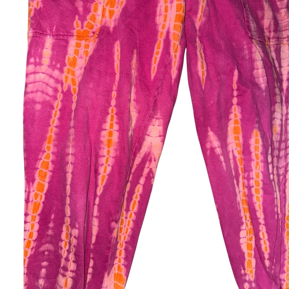Abacaxi Pink Orange Tie Dye Jogger Pants | Size S–L | Ethical Slow Fashion - Picture 3 of 9